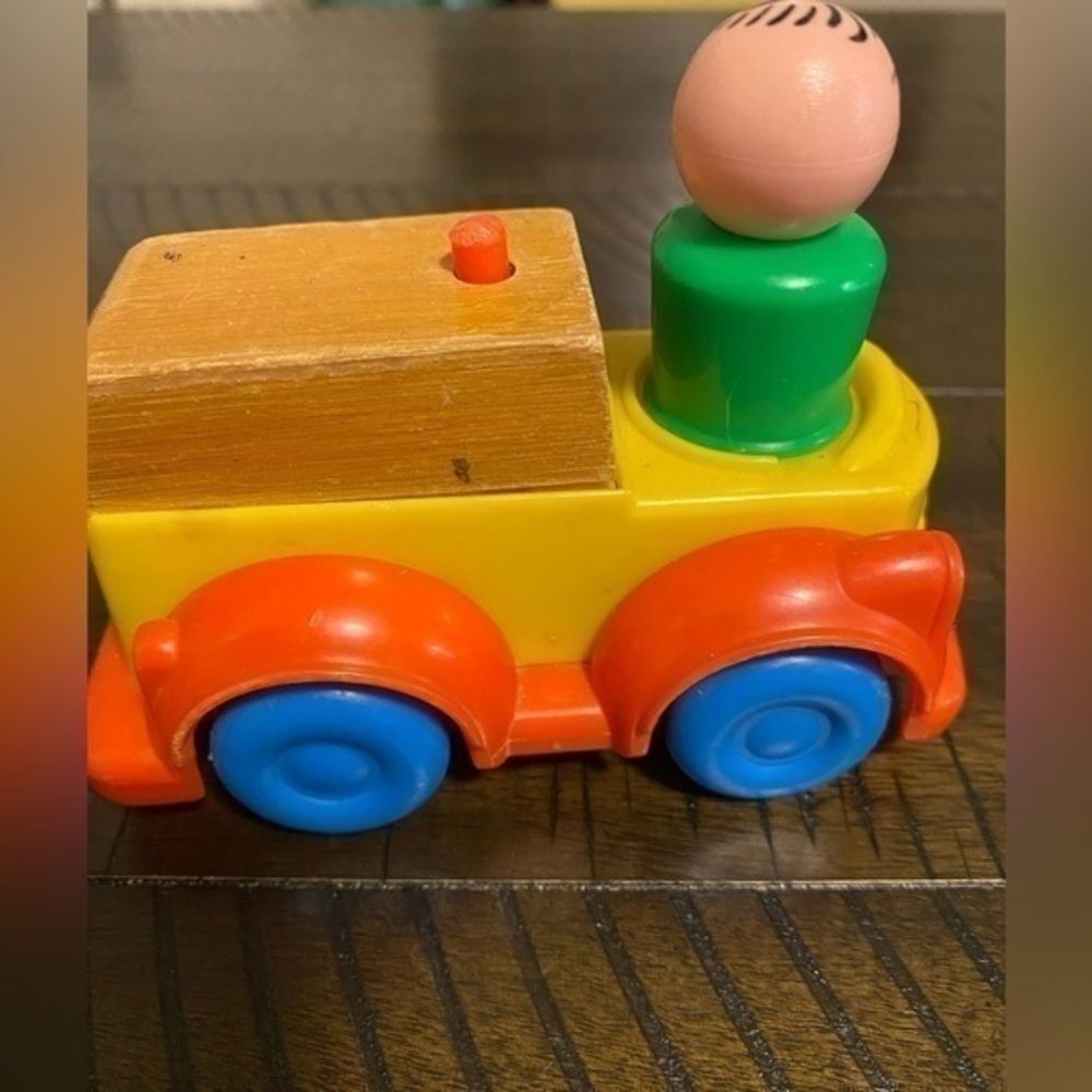 Mattel Preschool Fire Engine Rescue Vehicle Wood Plastic 1975